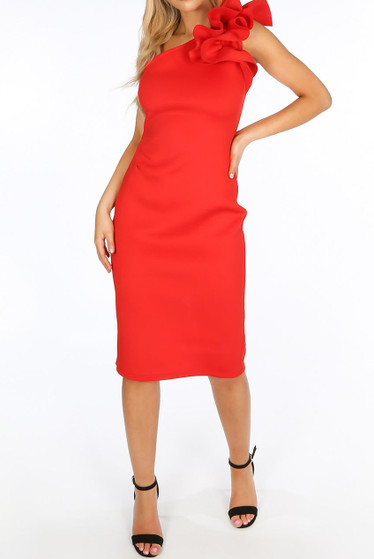 Ruffle One Shoulder Bodycon Dress - Buy ...